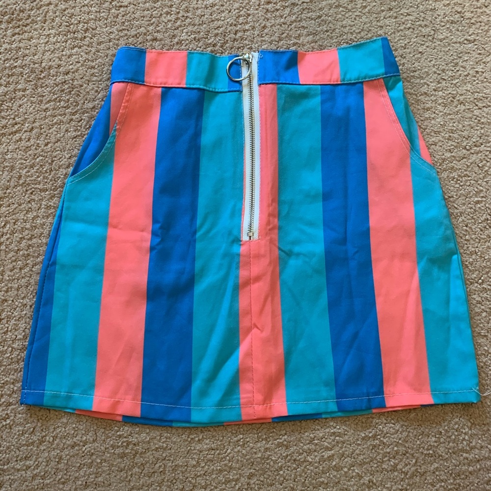 BLUE & PINK STRIPED SKIRT